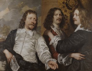 ニコラス・ラニアとサー・チャールズ・コッテルと一緒にいる画家の肖像 1636年頃（油彩・キャンバス