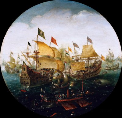オランダ船とスペイン船の海戦、1604年 作： アールト・アントニス
