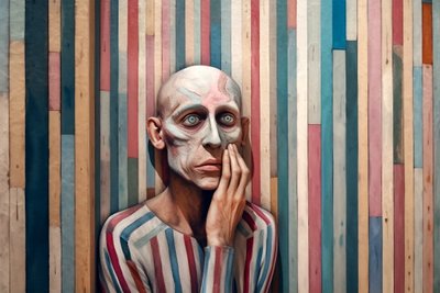 ジョルジョ・デ・キリコにインスパイアされた悲しい男のシュルレアリスム絵画、アートプリント 作： ファフタリ・アブデラヒム