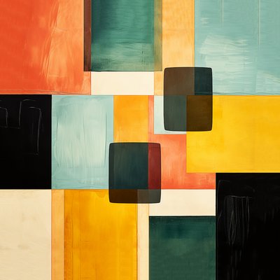 抽象的な正方形の構図 絵画 パターン デザイン, 壁掛けアート｜キャンバス プリント 作： ファフタリ・アブデラヒム