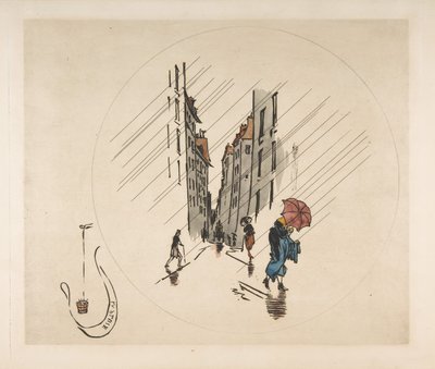 プレートの装飾: 雨、1870 年。 作： フェリックス・ブラクモンド