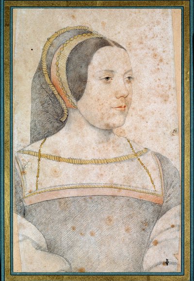Cannaplesの種牡馬Jean de Crequi（1502 - 1558）の妻、Judith of Assignyの肖像。フランソワ・クルエ（1515-1572）による黒い石と血で描かれた絵 作： フランソワ・クルーエ