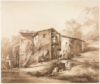 水車のある風景、c、1790。 作： ジャン・ジャック・ド・ボワシュー