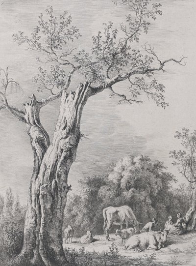 1795 年、サン シャモンで完成した素描の後の春。 作： ジャン・ジャック・ド・ボワシュー