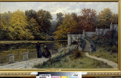 ワジェンキ公園 (ワルシャワ、ポーランド)。 Konstantin Yakovlevich Kryzhitsky（1858-1911）による絵画、キャンバスに油彩 作： コンスタンチン・ヤコブレヴィッチ・クリジツキー