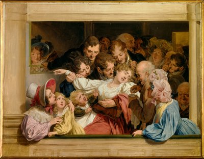 メロドラマの効果 劇場の楽屋で気絶する若い女性。ルイ・レオポルド・ボワイ（1761-1845）による絵画 1830年 日0,32x0,41 m Versailles, musee Lambinet 作： ルイレオポルドボイリー